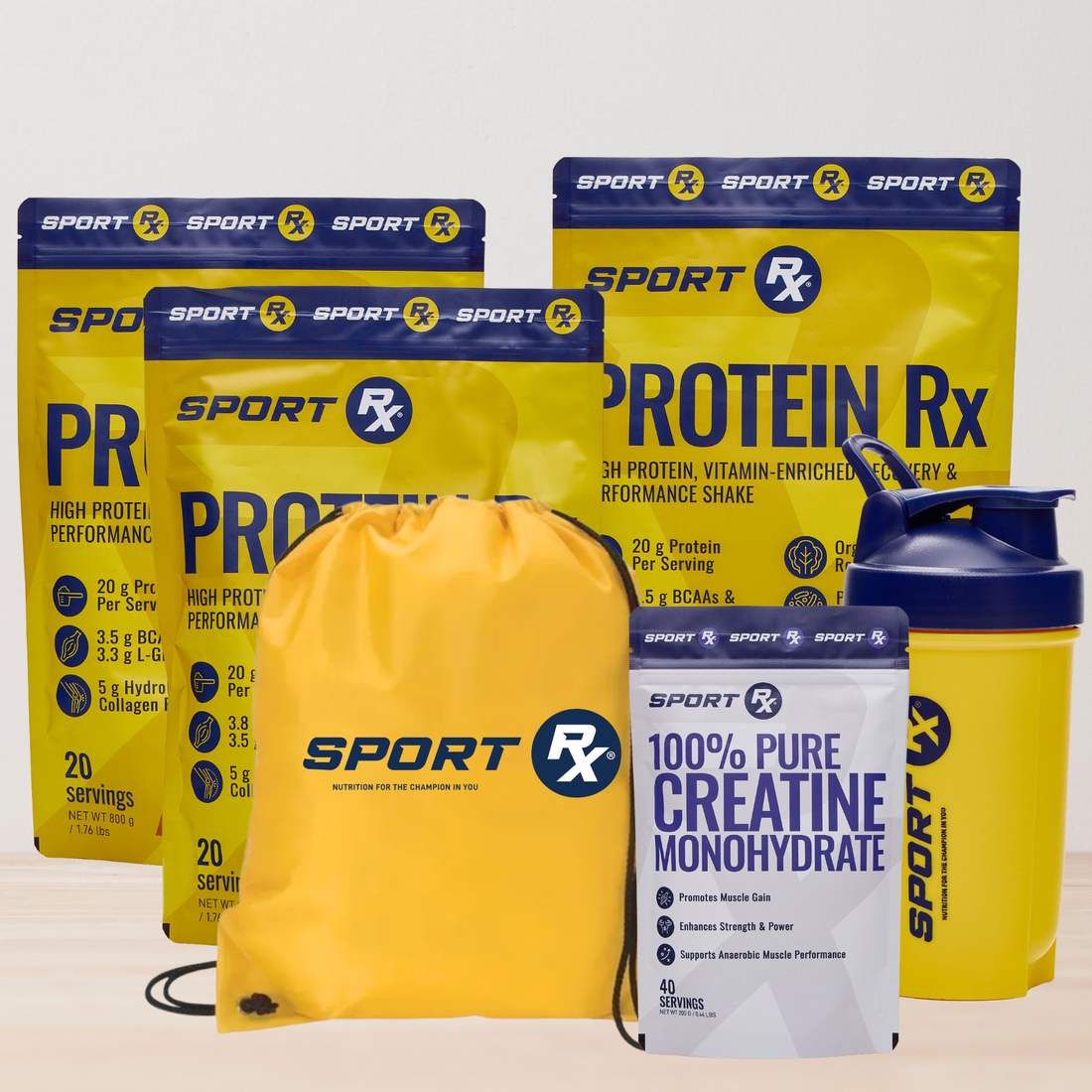 3 x PROTEIN rx + 200g Creatine + Free Shaker + Free Bag