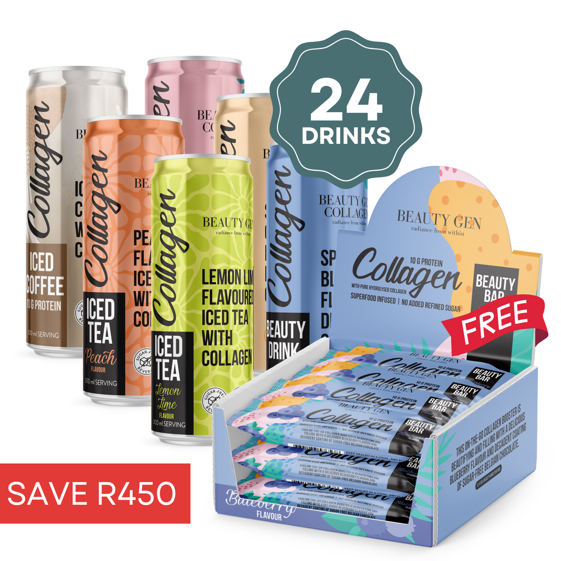 24 x Collagen Cans + FREE Box Of Bars