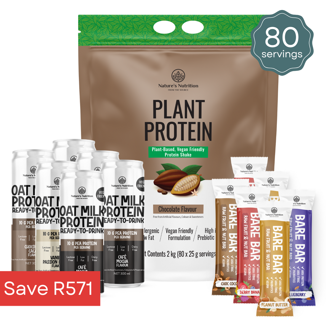 2KG Plant Protein + 6 FREE Cans + 6 FREE Bars