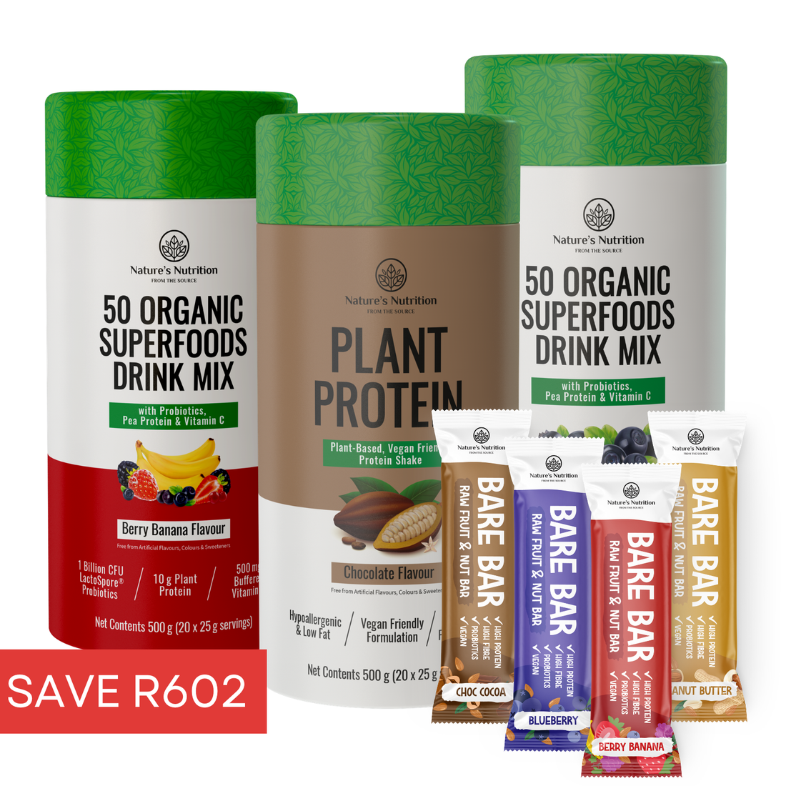 2 x Superfoods + 1 x Plant Protein + 4 Bare Bars