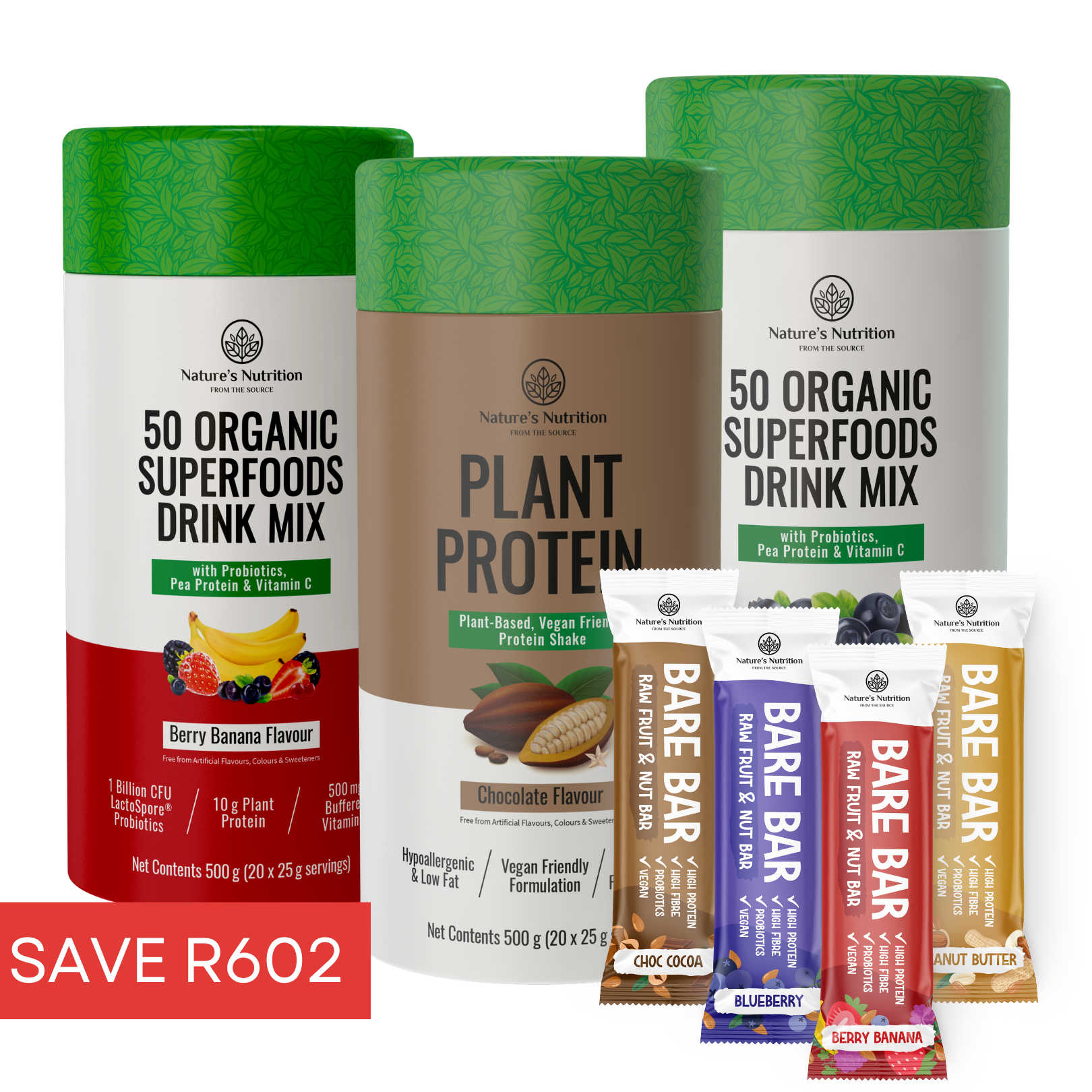 2 x Superfoods + 1 x Plant Protein + 4 Bare Bars