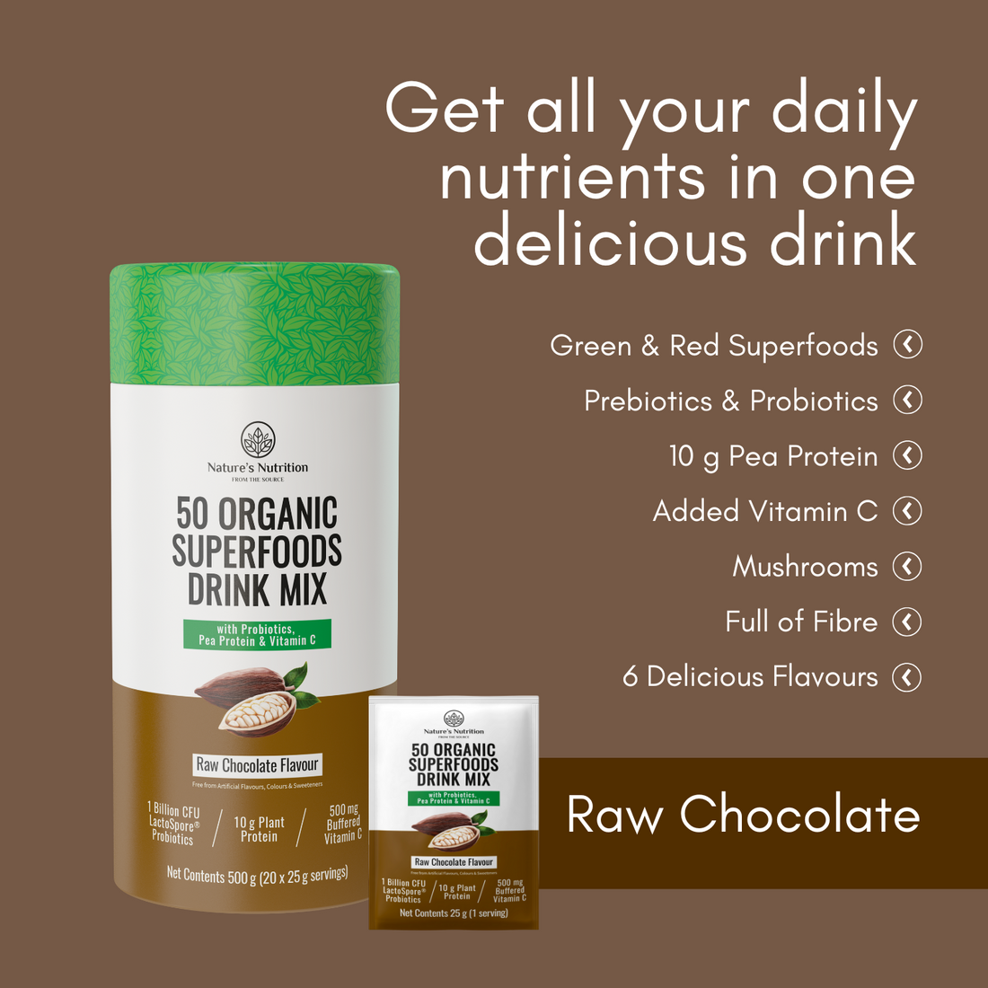 50 Organic Superfoods Drink Mix | Raw Chocolate