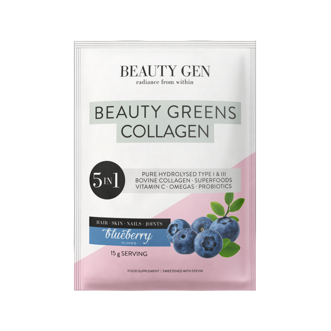 Beauty Greens Collagen Sachets,  Blueberry