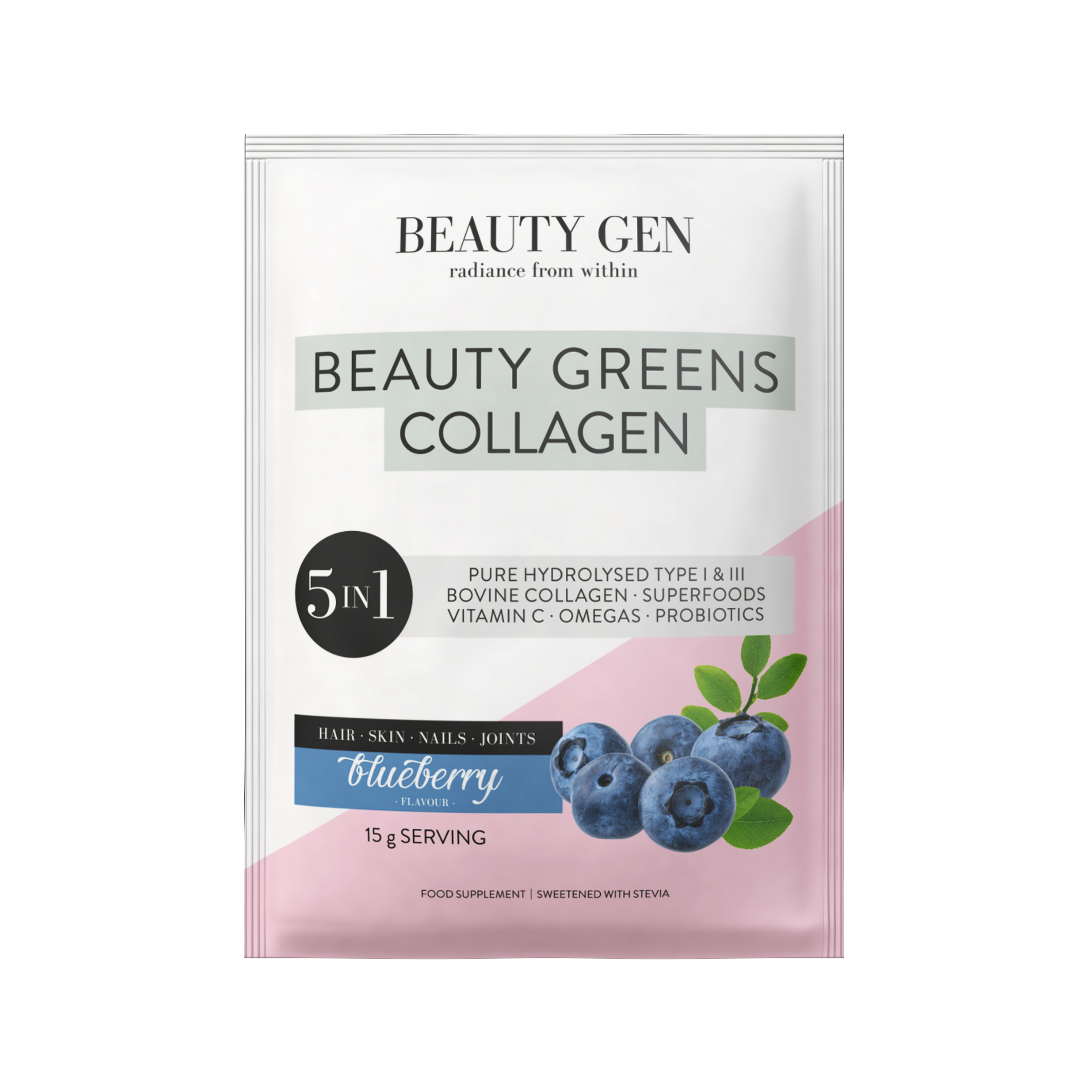 Beauty Greens Collagen Sachets, Blueberry