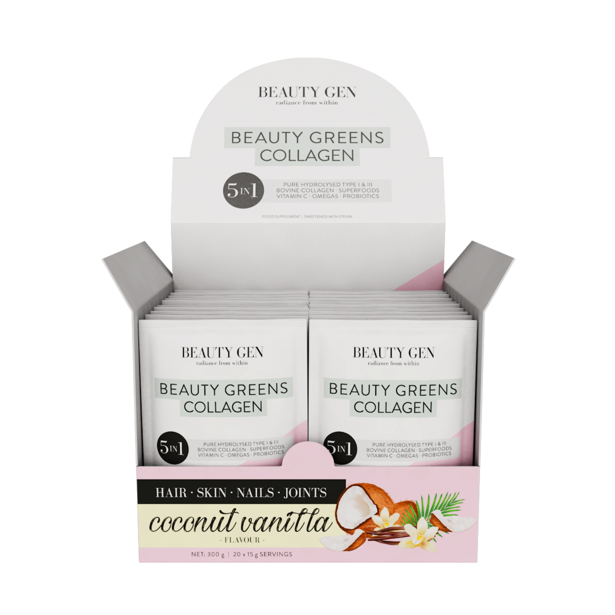 Beauty Greens Collagen Sachets,  Coconut Vanilla