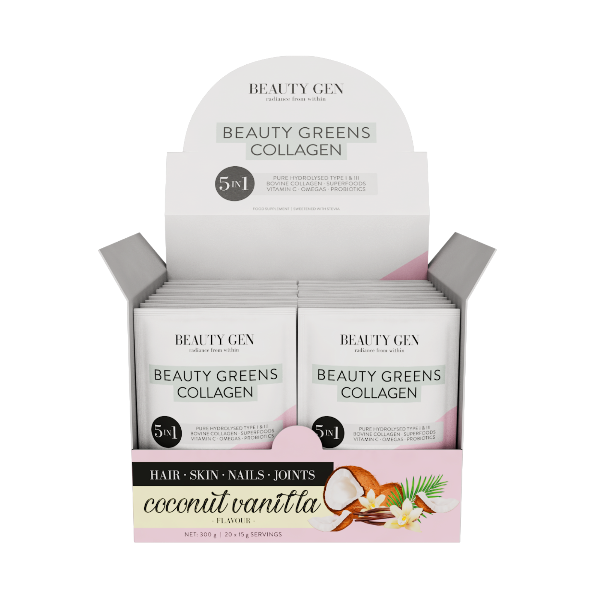Beauty Greens Collagen Sachets, Coconut Vanilla