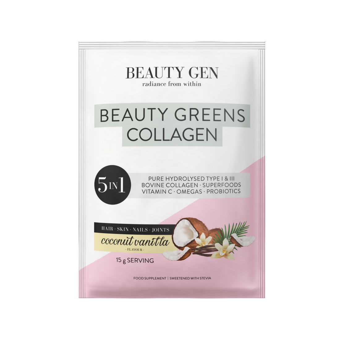 Beauty Greens Collagen Sachets,  Coconut Vanilla