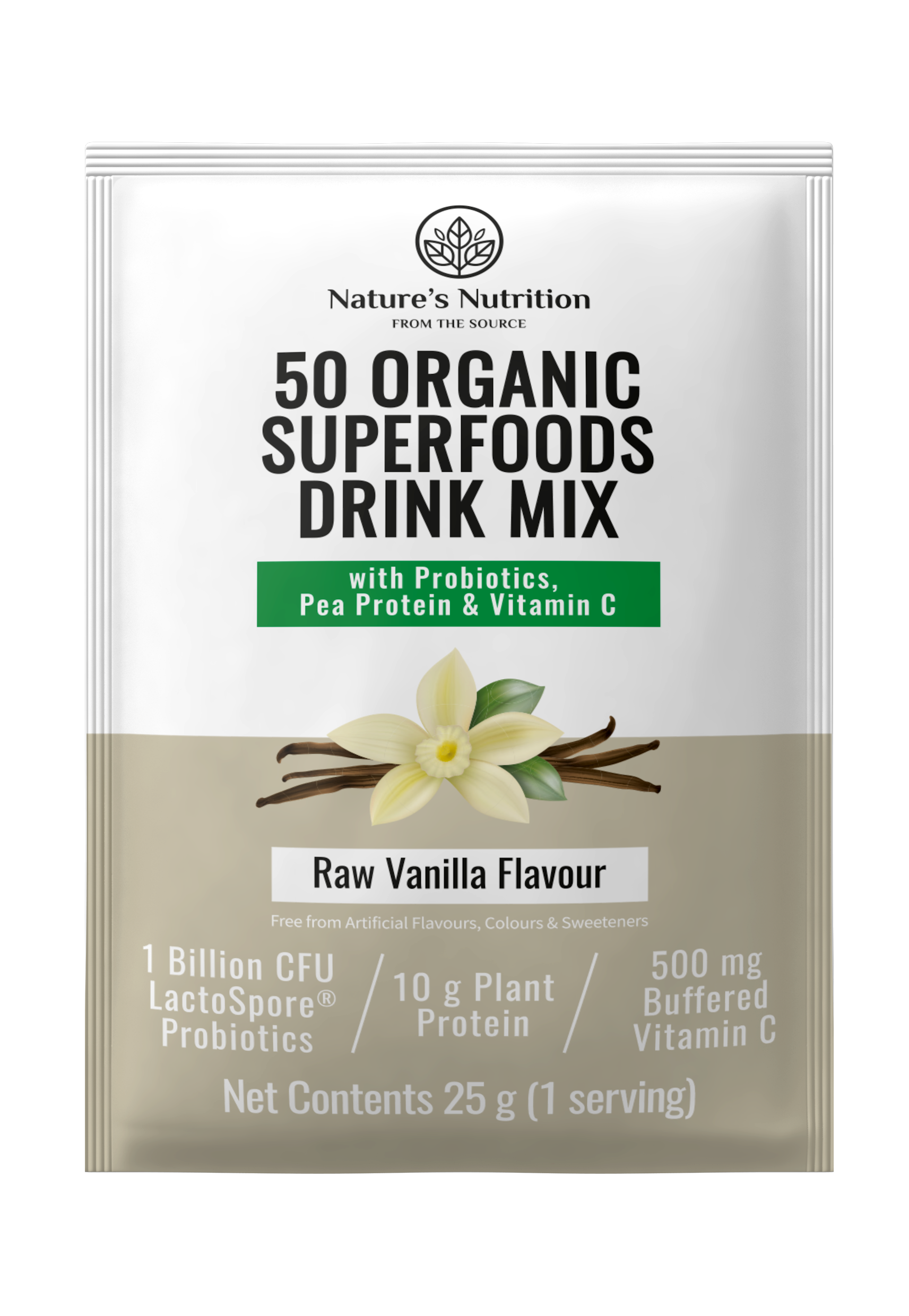 Nature’s Nutrition | 50 Organic Superfoods Drink Mix Sachets | Variety Pack