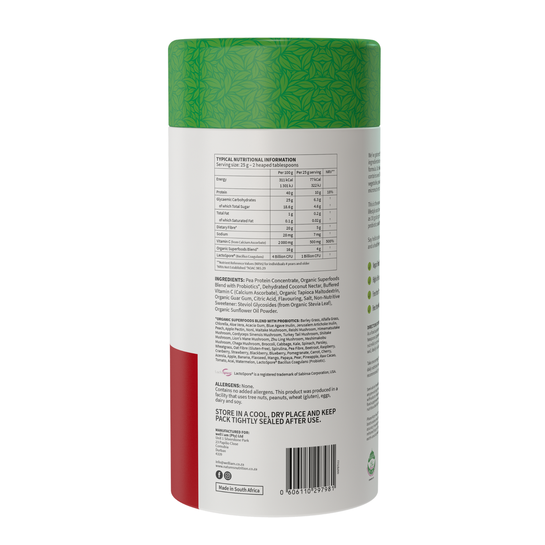 Natures Nutrition 50 organic superfoods berry banana nutritional table