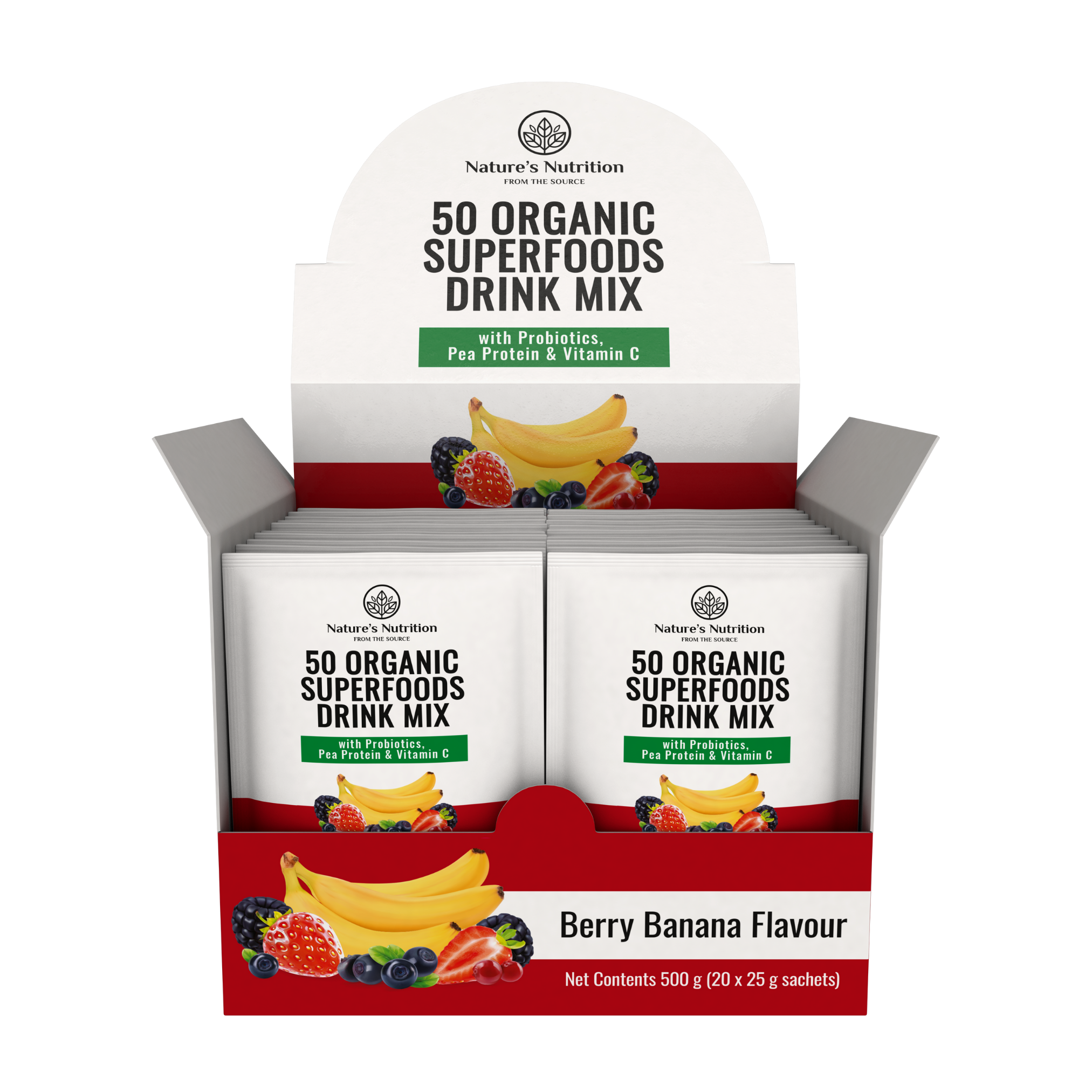 Natures Nutrition 50 organic superfoods berry banana box