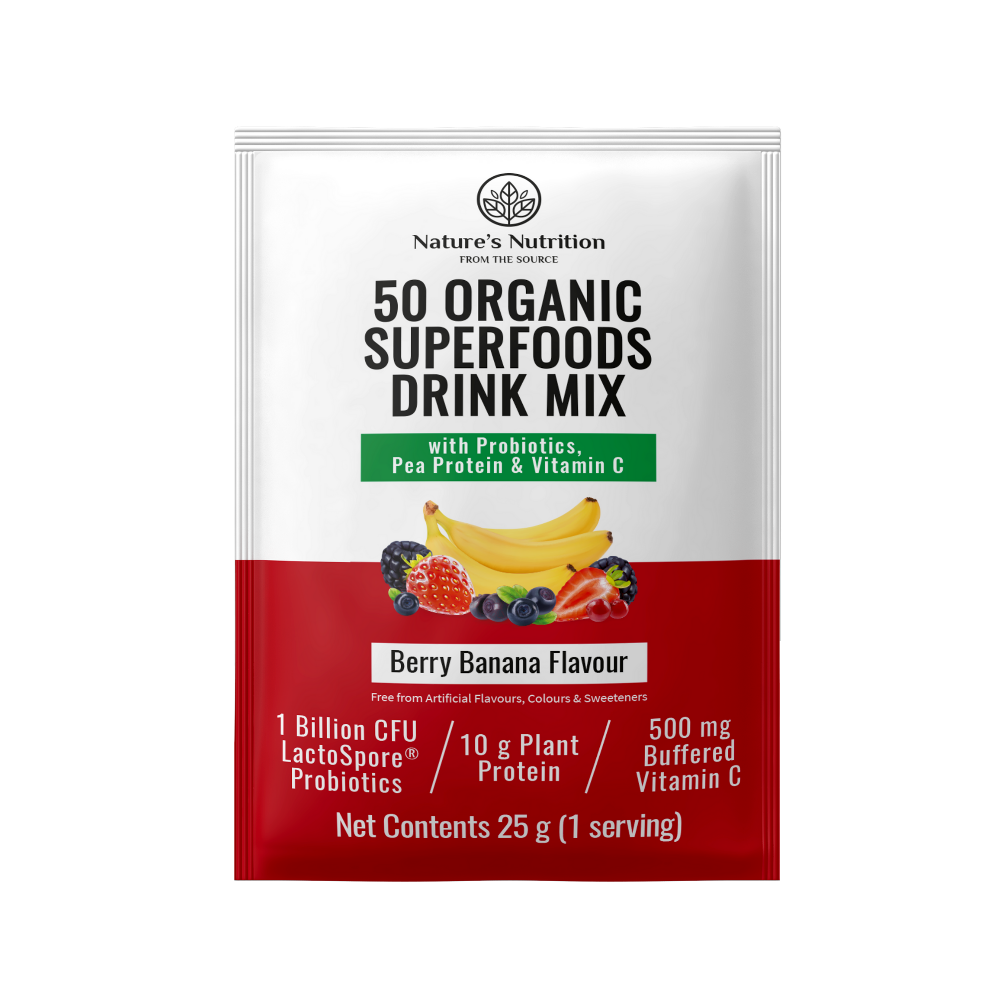 Nature’s Nutrition | 50 Organic Superfoods Drink Mix Sachets | Variety Pack