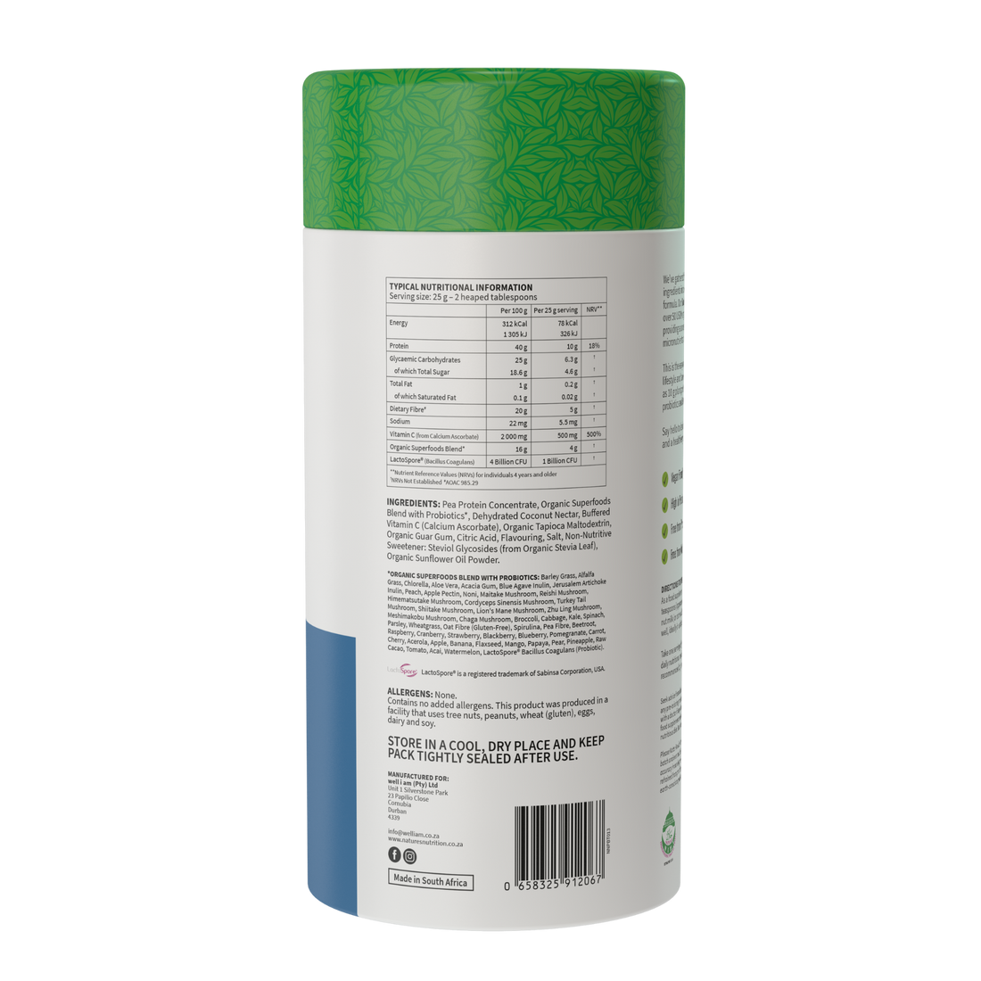 Natures Nutrition 50 organic superfoods blueberry nutritional table