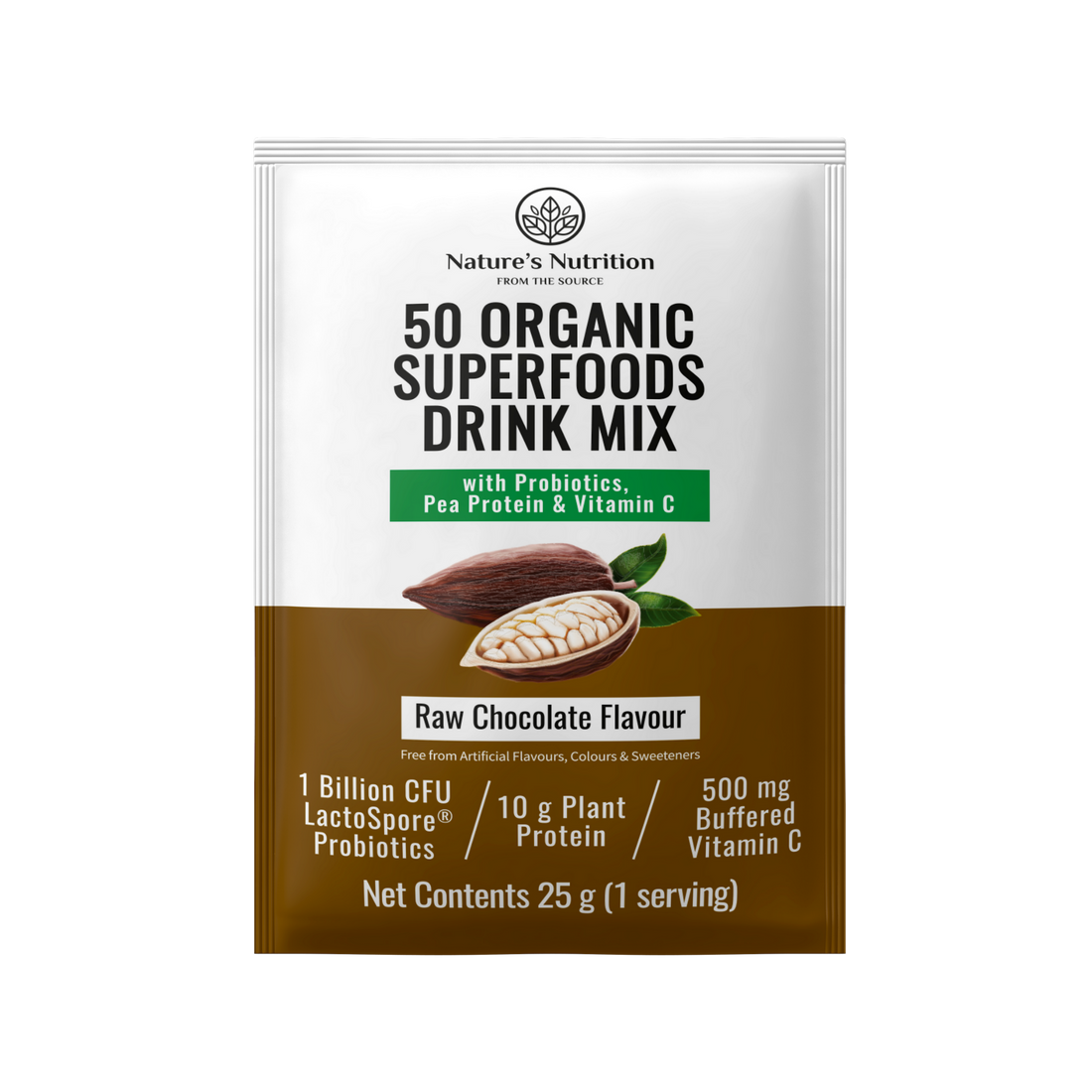 Natures Nutrition 50 organic superfoods chocolate sachet