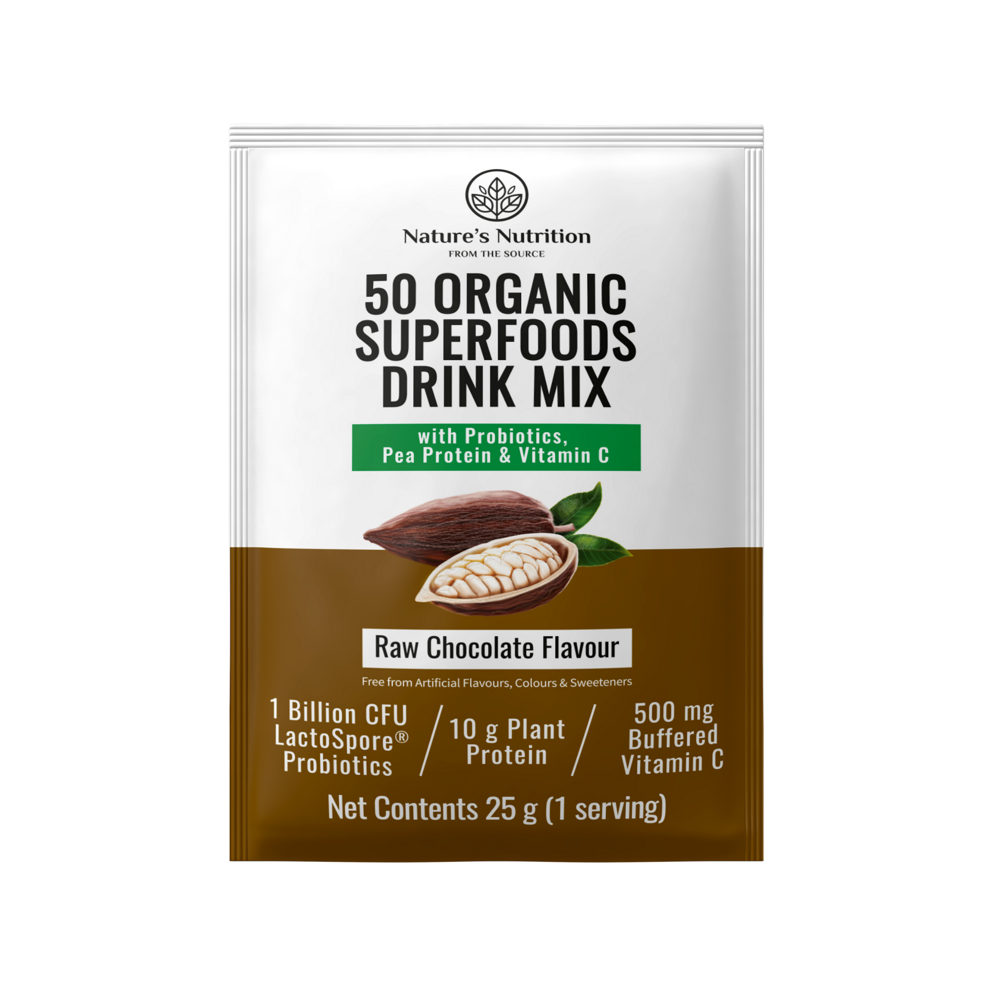 Natures Nutrition 50 organic superfoods chocolate sachet