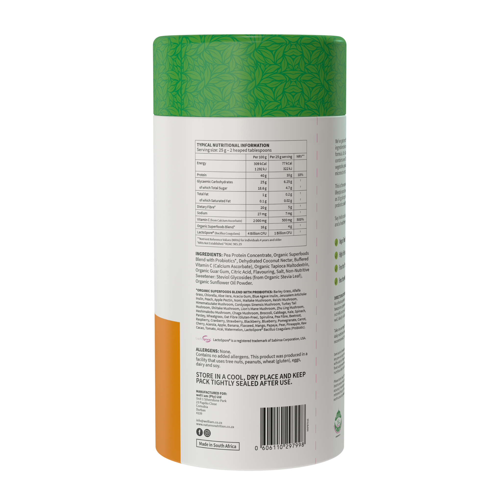 Natures Nutrition 50 organic superfoods citrus berry nutritional table
