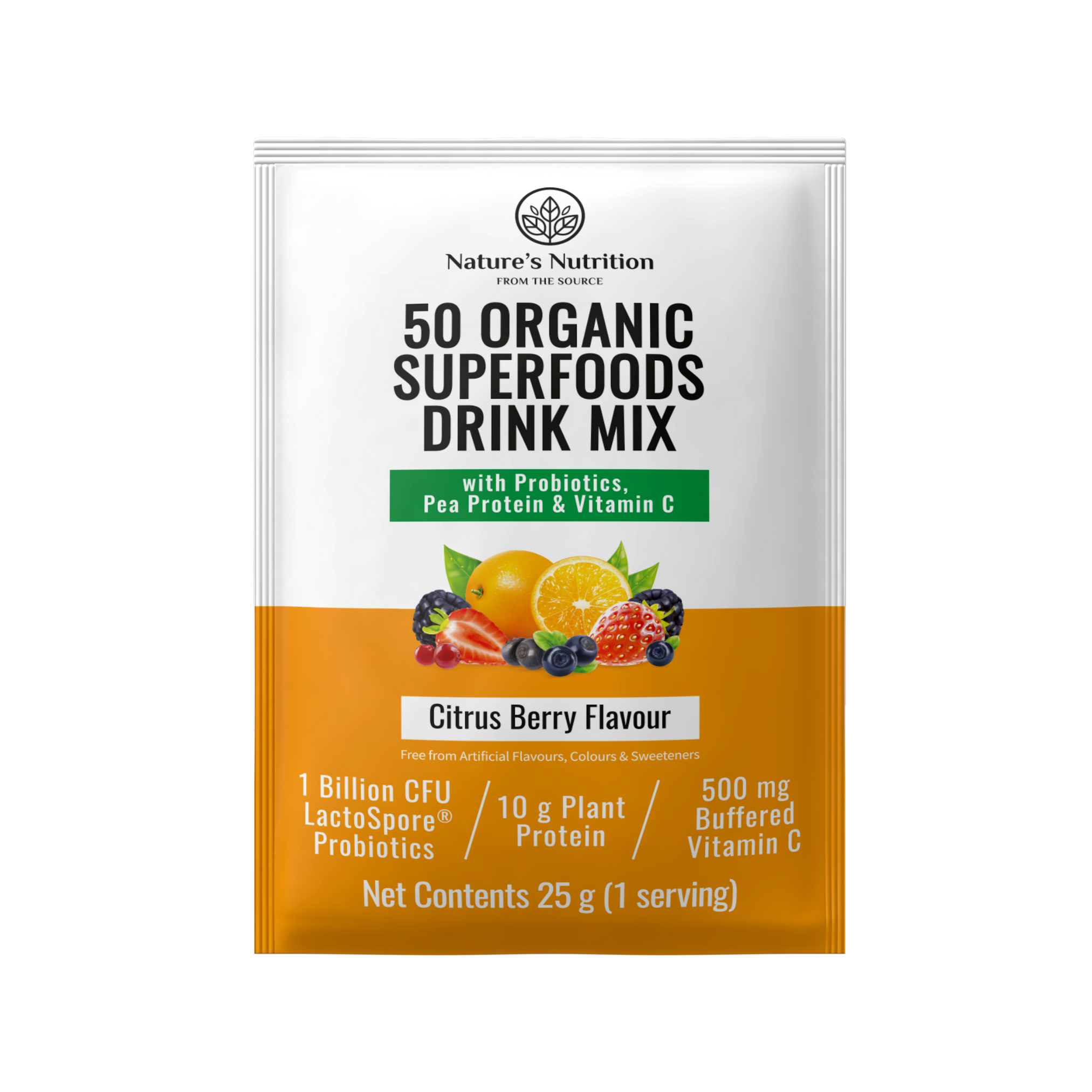 Nature’s Nutrition | 50 Organic Superfoods Drink Mix Sachets | Variety Pack