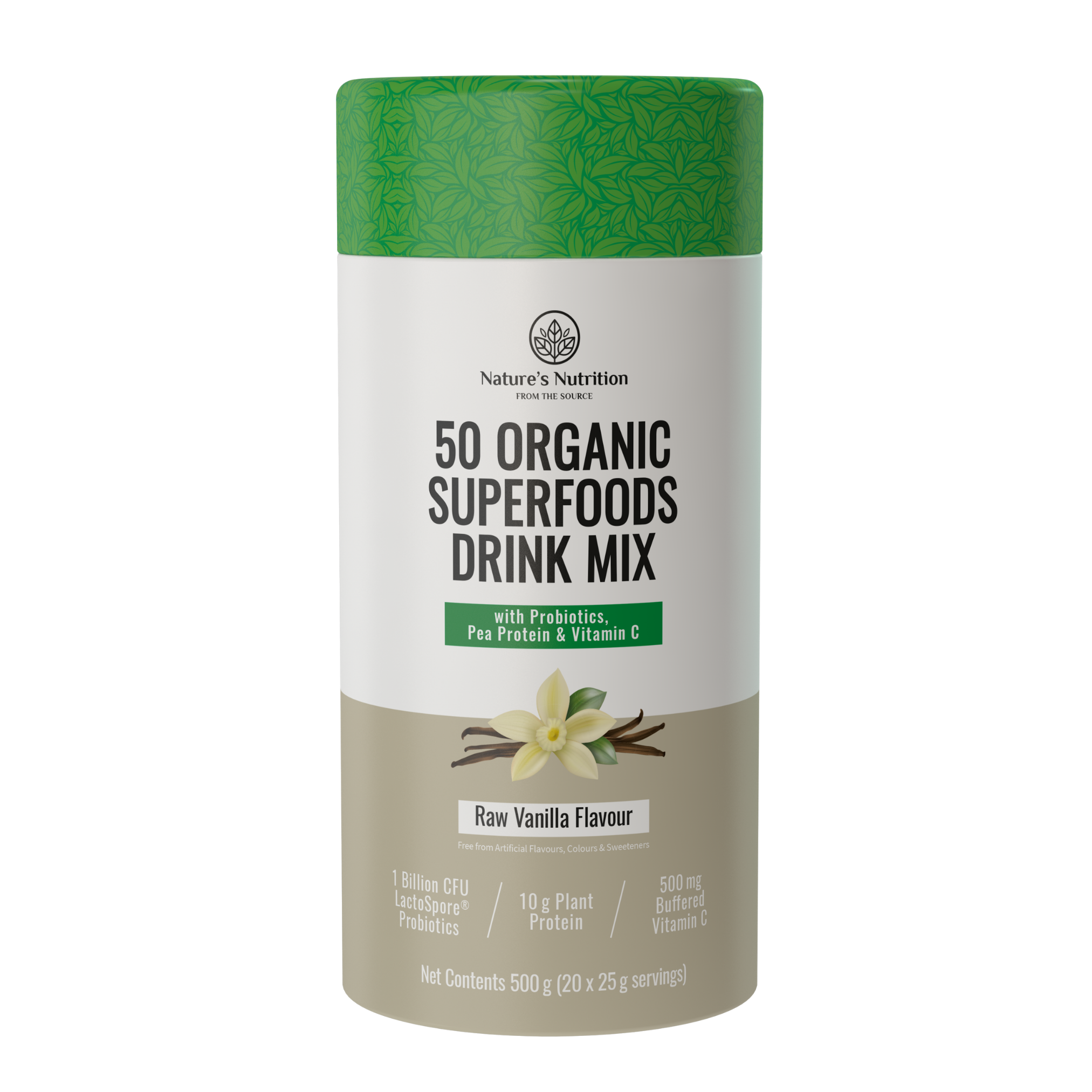 Natures Nutrition 50 organic superfoods raw vanilla