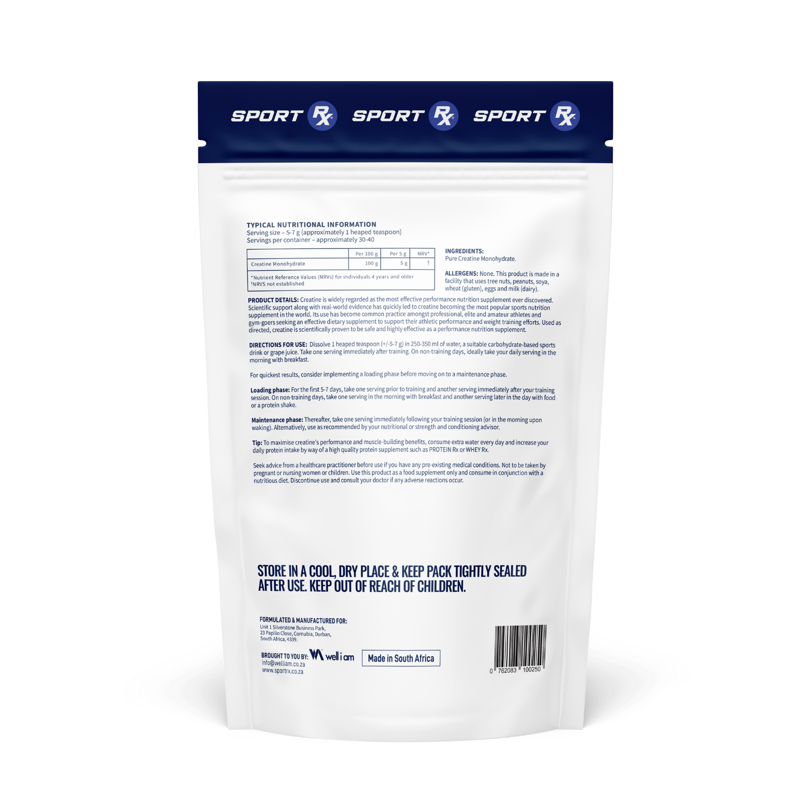 100% Pure Creatine Monohydrate — Unflavoured Creatine Powder