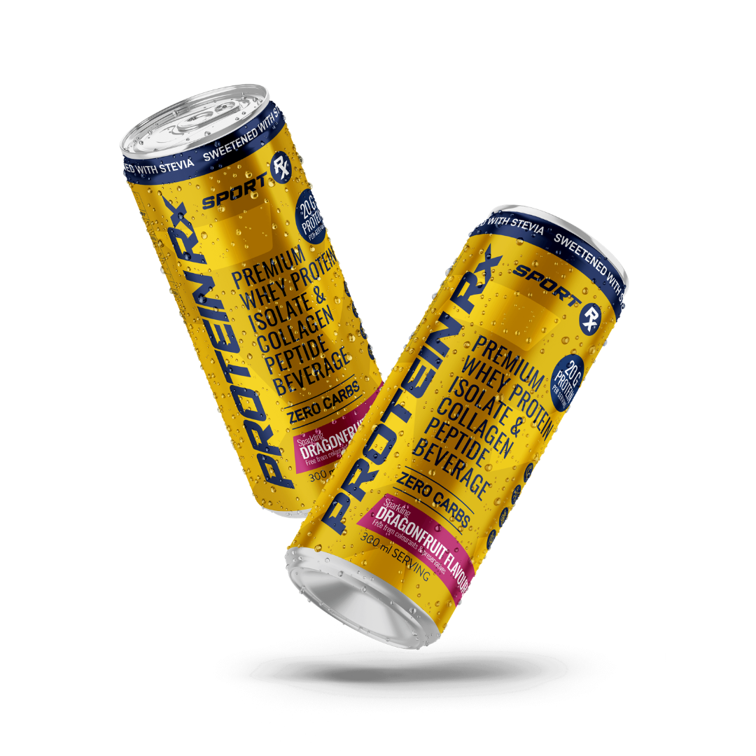 Two Protein RX Sport cans on a white background