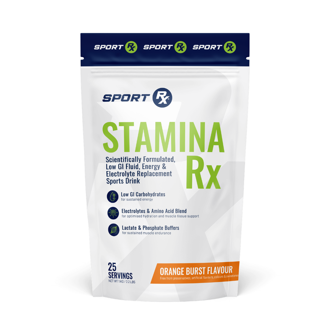 Sport RX Stamina Rx sports drink package on a white background