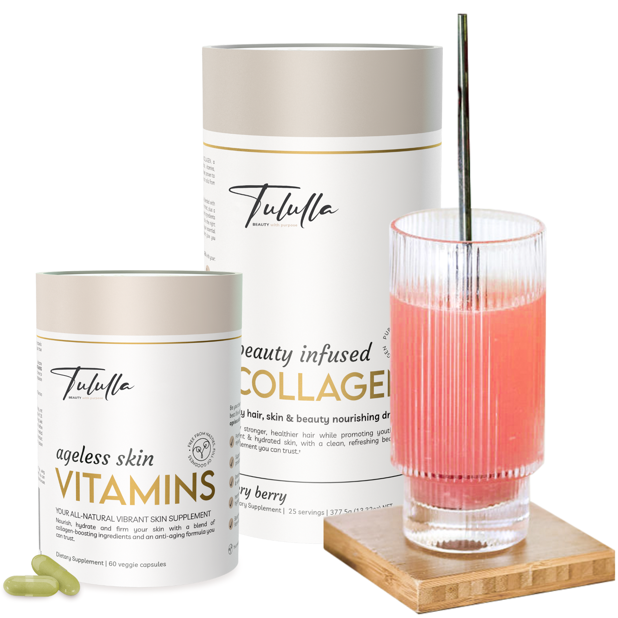 Tululla Skin Love Bundle, Ageless Skin Vitamins, Beauty Infused Collagen