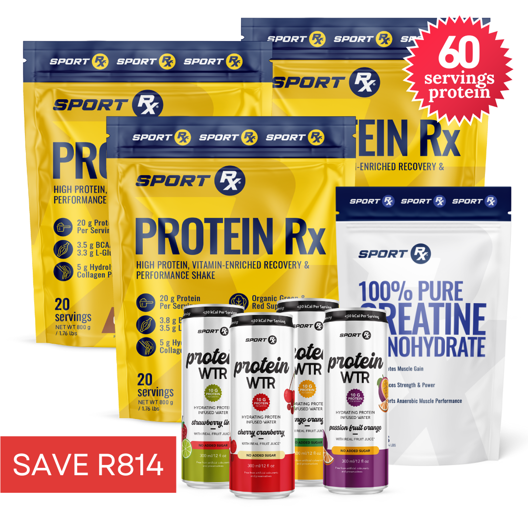 3 x PROTEIN Rx + 1 x CREATINE MONOHYDRATE + 4 x Protein WTR