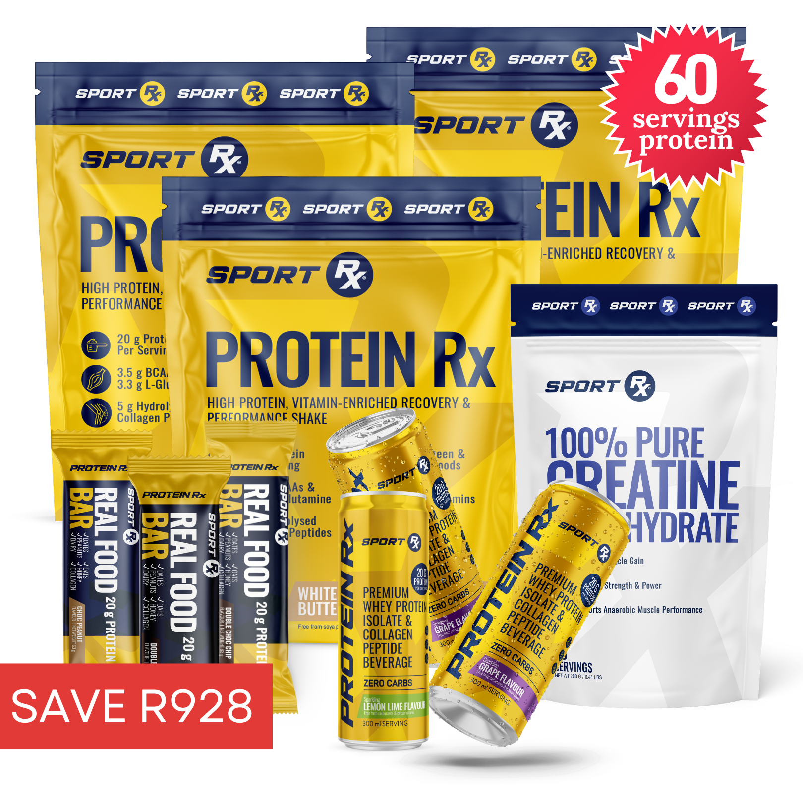 3 x PROTEIN Rx + 1 x CREATINE (200g) + 3 x Bars + 3 x ISO Cans