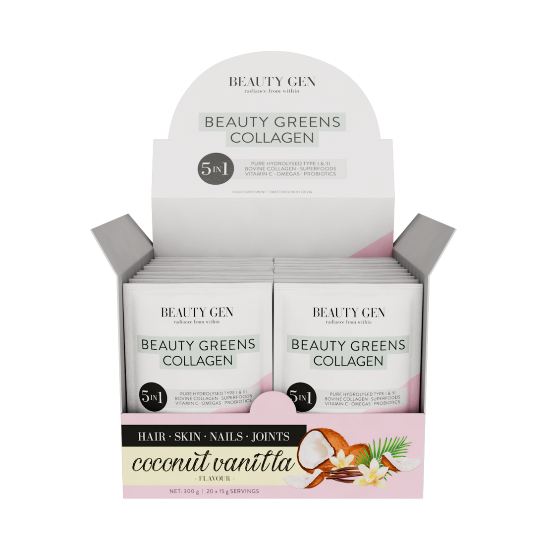 Beauty Greens Collagen Sachets,  Coconut Vanilla