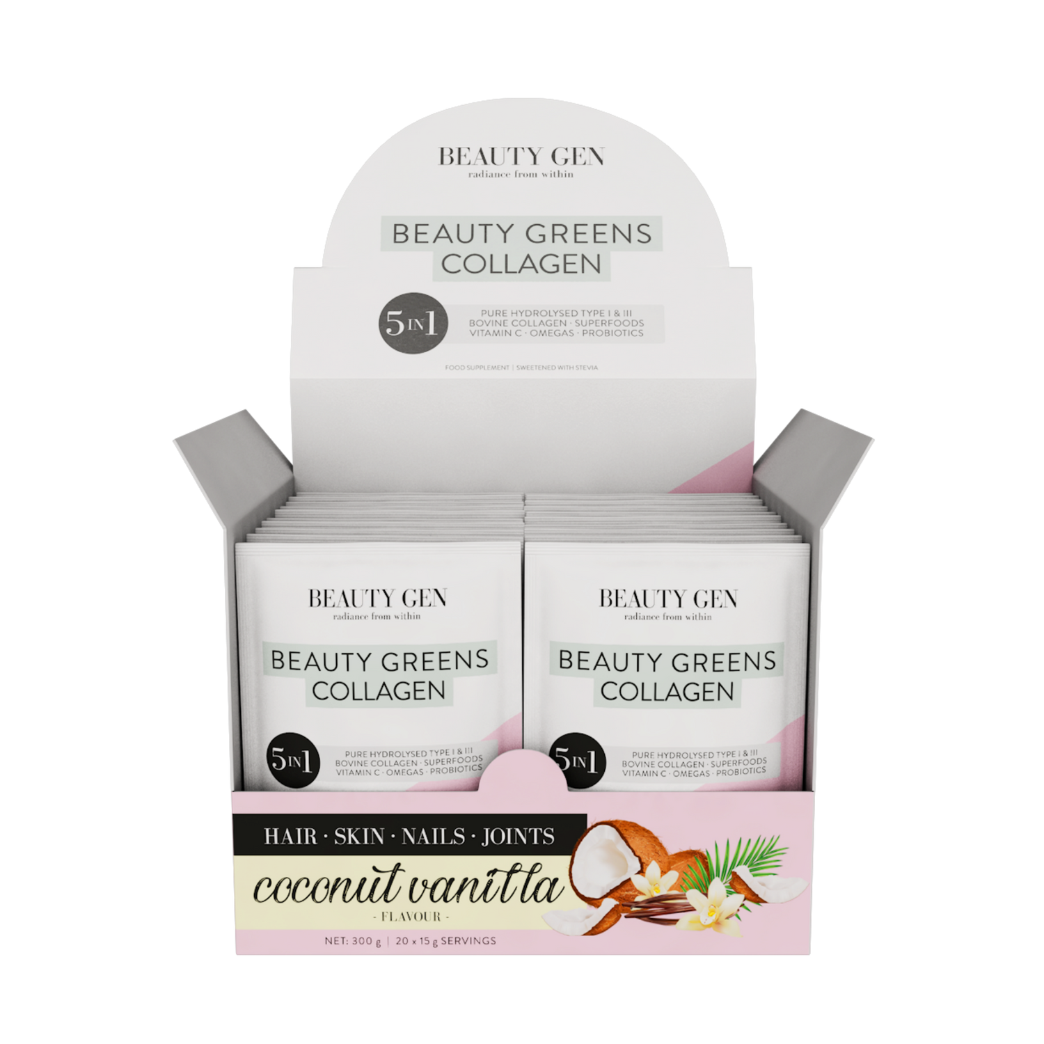 Beauty Greens Collagen Sachets,  Coconut Vanilla