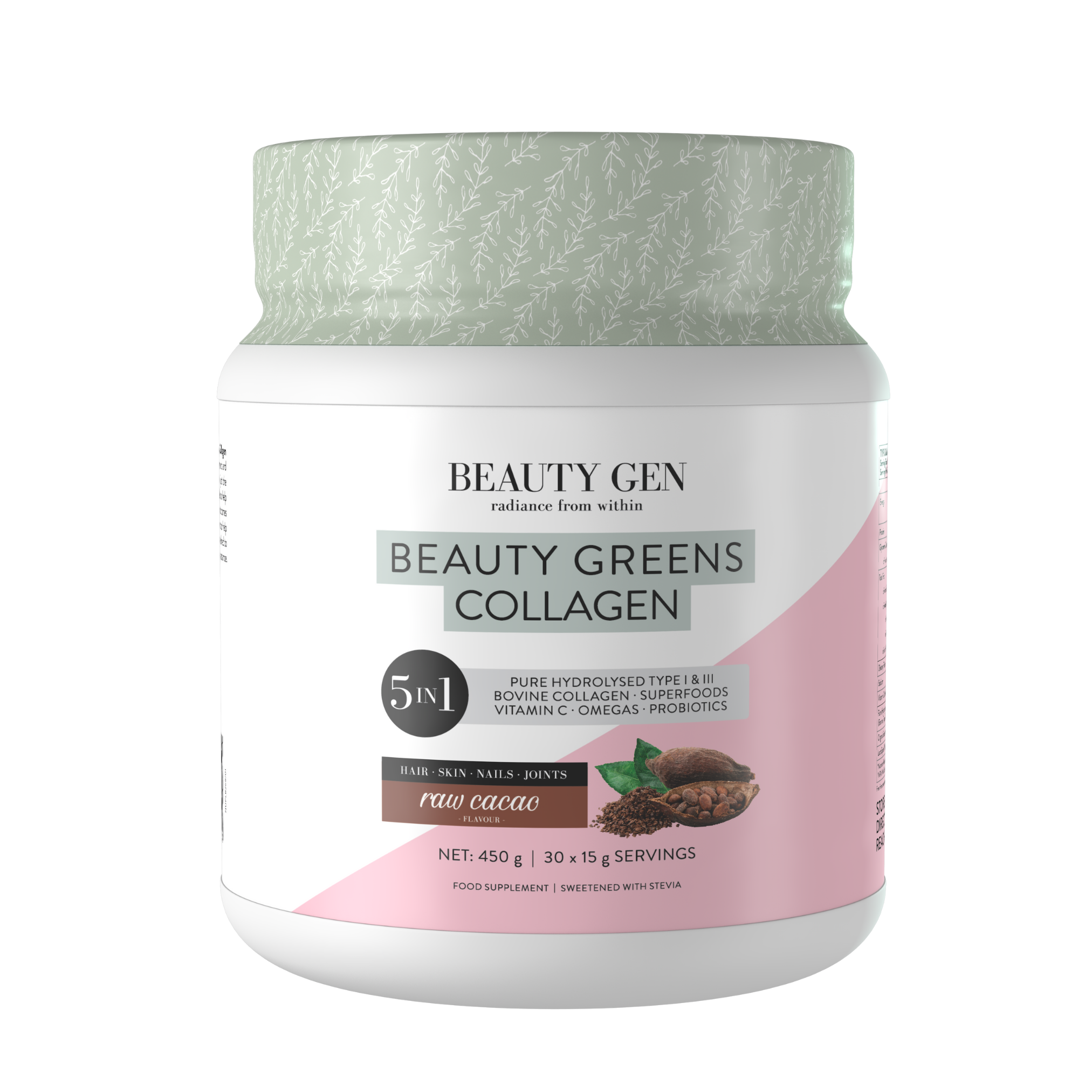 Beauty Greens Collagen,  Raw Cacao