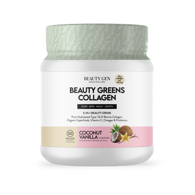 Beauty Gen Beauty Greens Collagen container on a white background