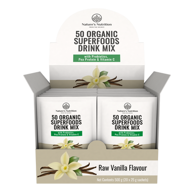 Nature's Nutrition 50 Organic Superfoods Box Raw Vanilla Box
