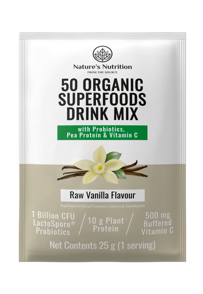Nature’s Nutrition | 50 Organic Superfoods Drink Mix Sachets | Variety Pack
