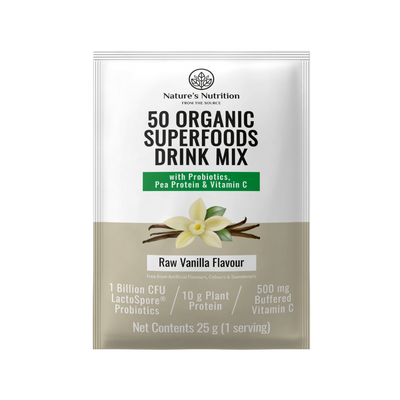 50 Organic Superfoods Drink Mix Box | Raw Vanilla
