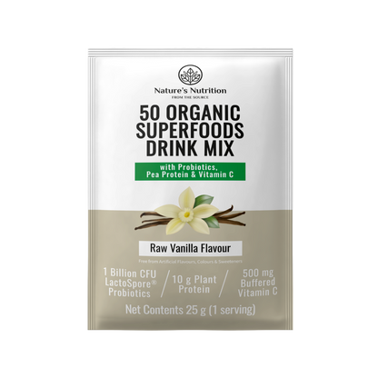 50 Organic Superfoods Drink Mix Box | Raw Vanilla
