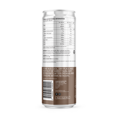 Nutritional information label on a supplement container with a white background