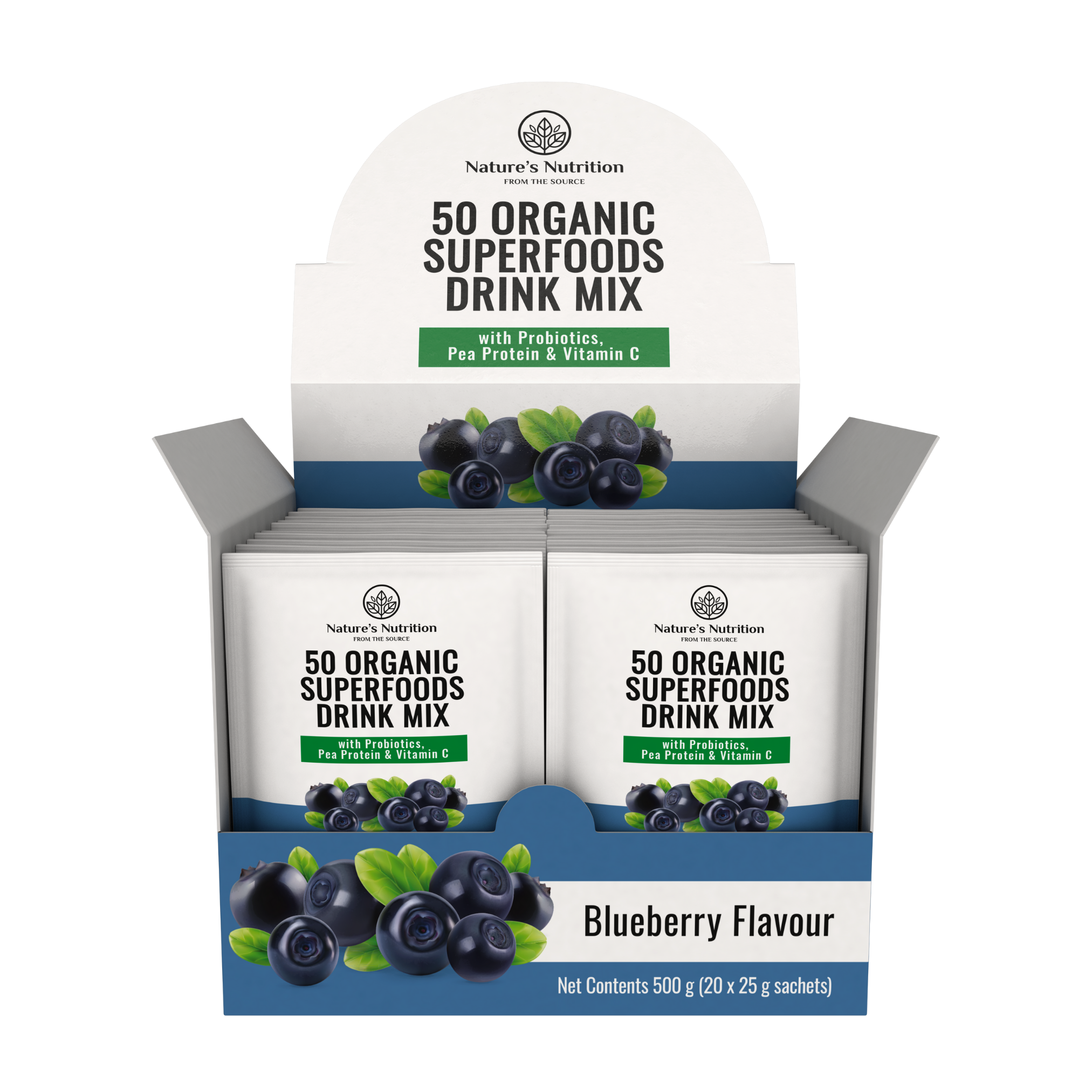 Natures Nutrition 50 organic superfoods blueberry box