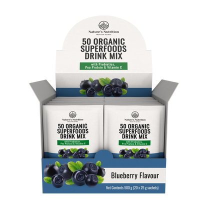 Natures Nutrition 50 organic superfoods blueberry box