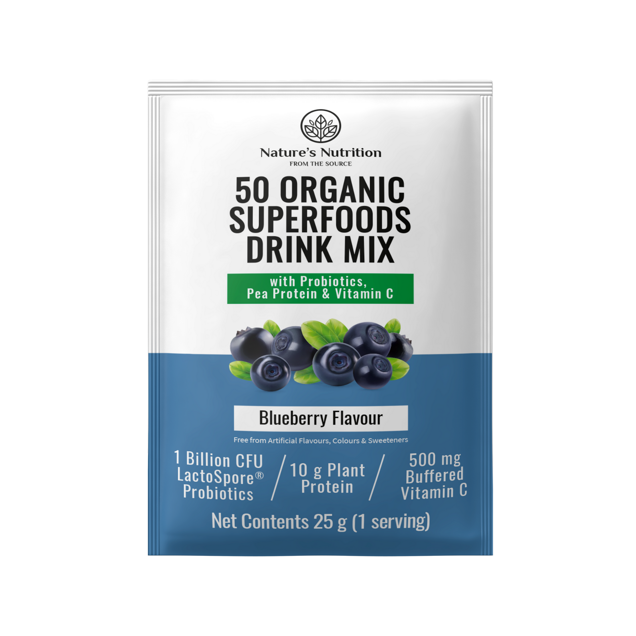 Natures Nutrition 50 organic superfoods blueberry sachet
