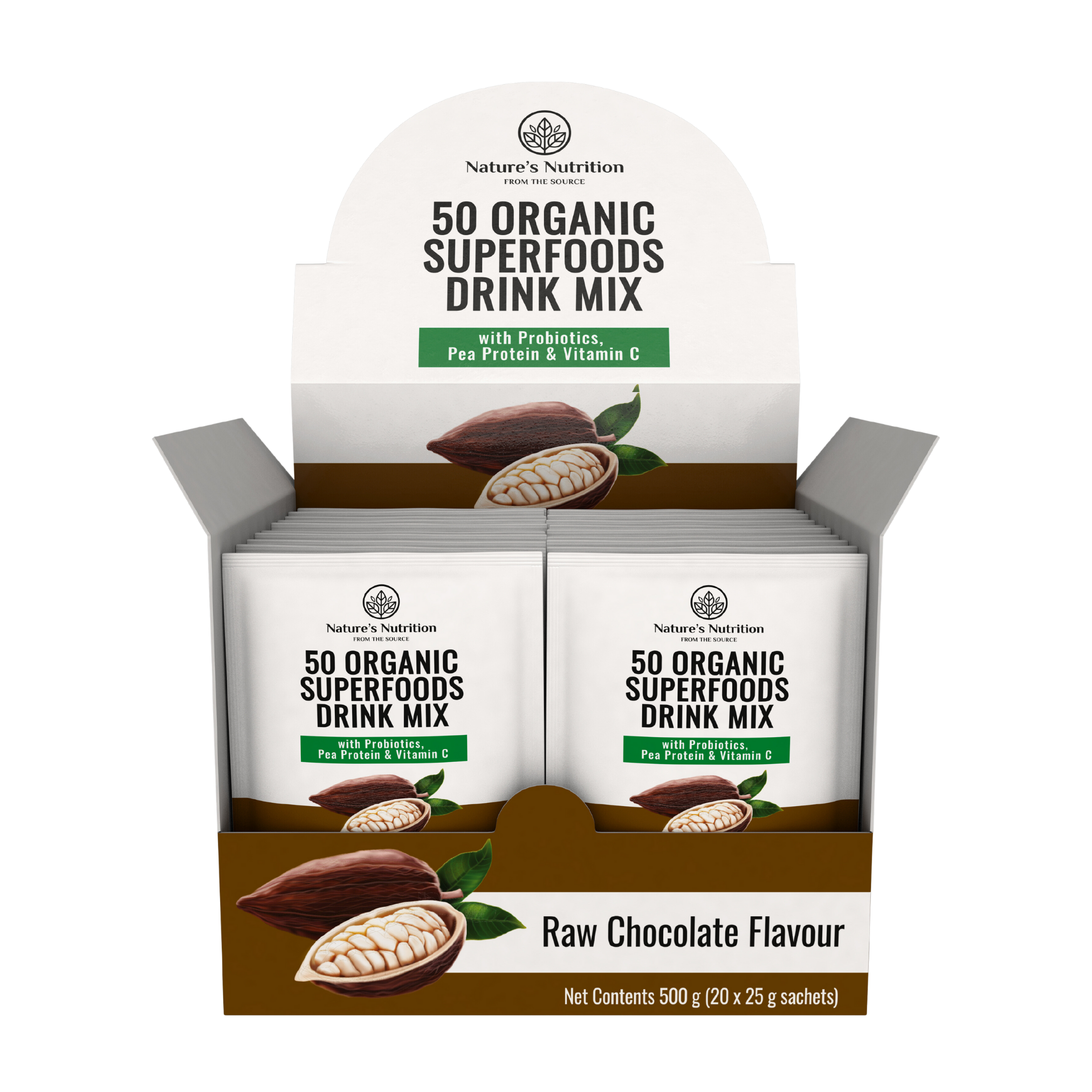 Natures Nutrition 50 organic superfoods chocolate box