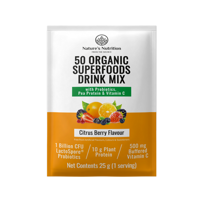 Natures Nutrition 50 organic superfoods citrus berry sachet