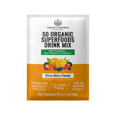 Nature’s Nutrition | 50 Organic Superfoods Drink Mix Sachets | Variety Pack