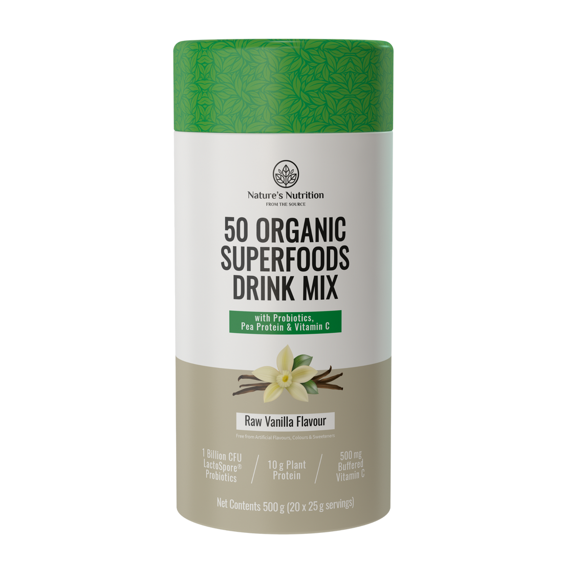 Natures Nutrition 50 organic superfoods raw vanilla