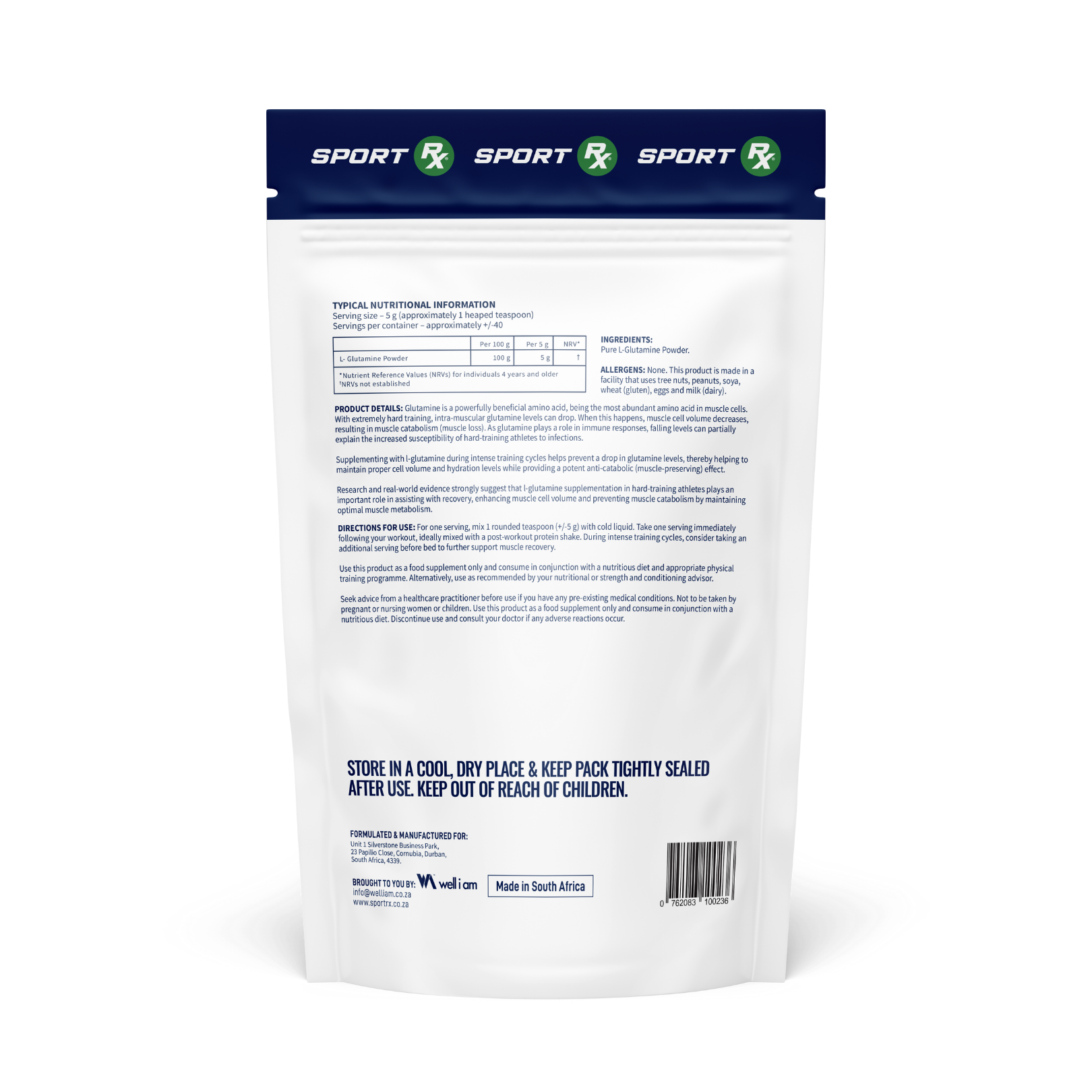 100% Pure L-Glutamine — Recovery Amino Acid Powder