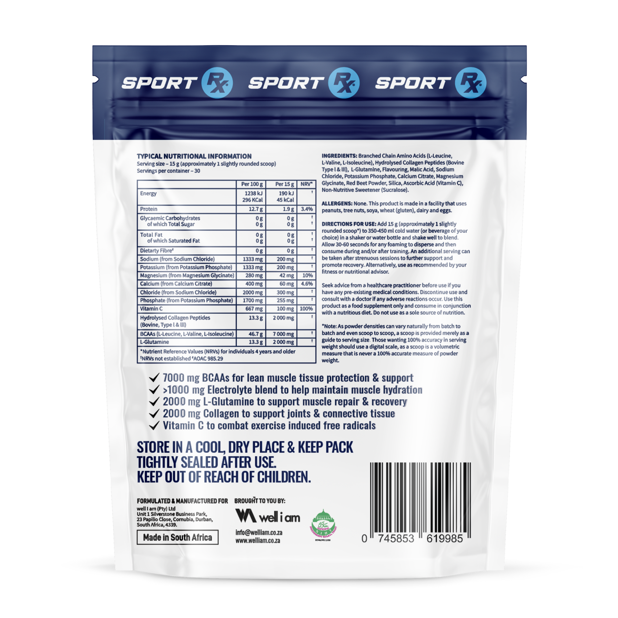 SPORT Rx HYDRA BCAA Rx Apple Berry Flavour Back