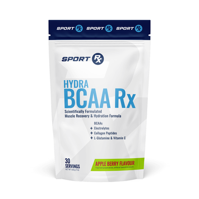 Sport RX Hydra BCAA Rx supplement package on a white background