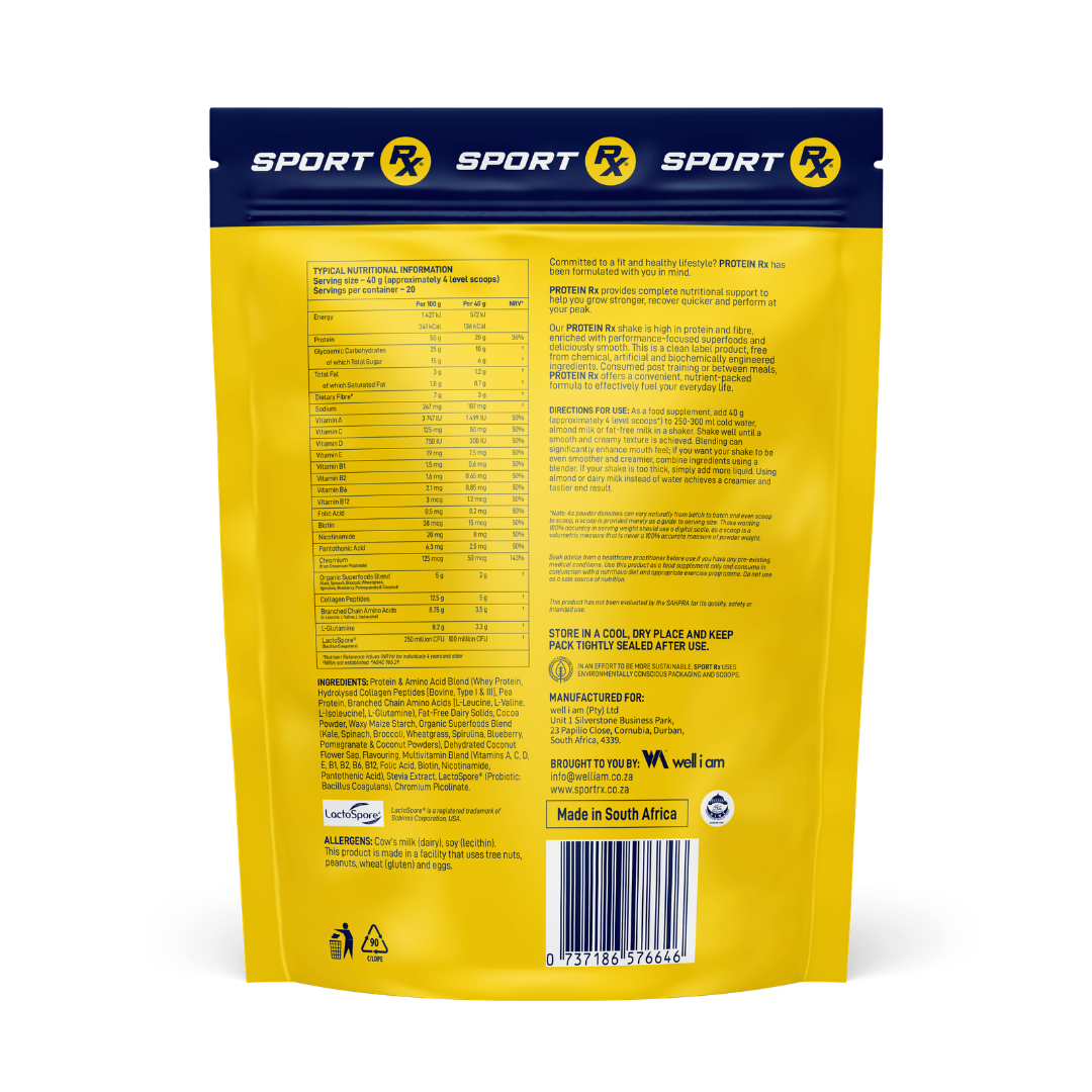Yellow package with Sport Rx branding on a white background