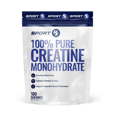 Package of Sport Rx 100% Pure Creatine Monohydrate on a white background