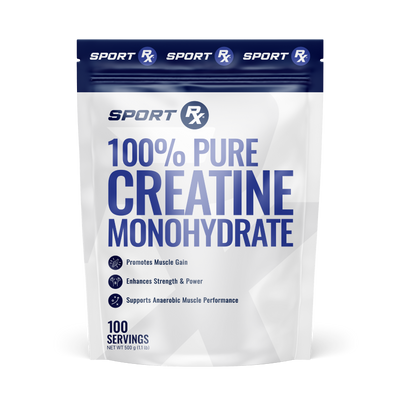 Package of Sport Rx 100% Pure Creatine Monohydrate on a white background
