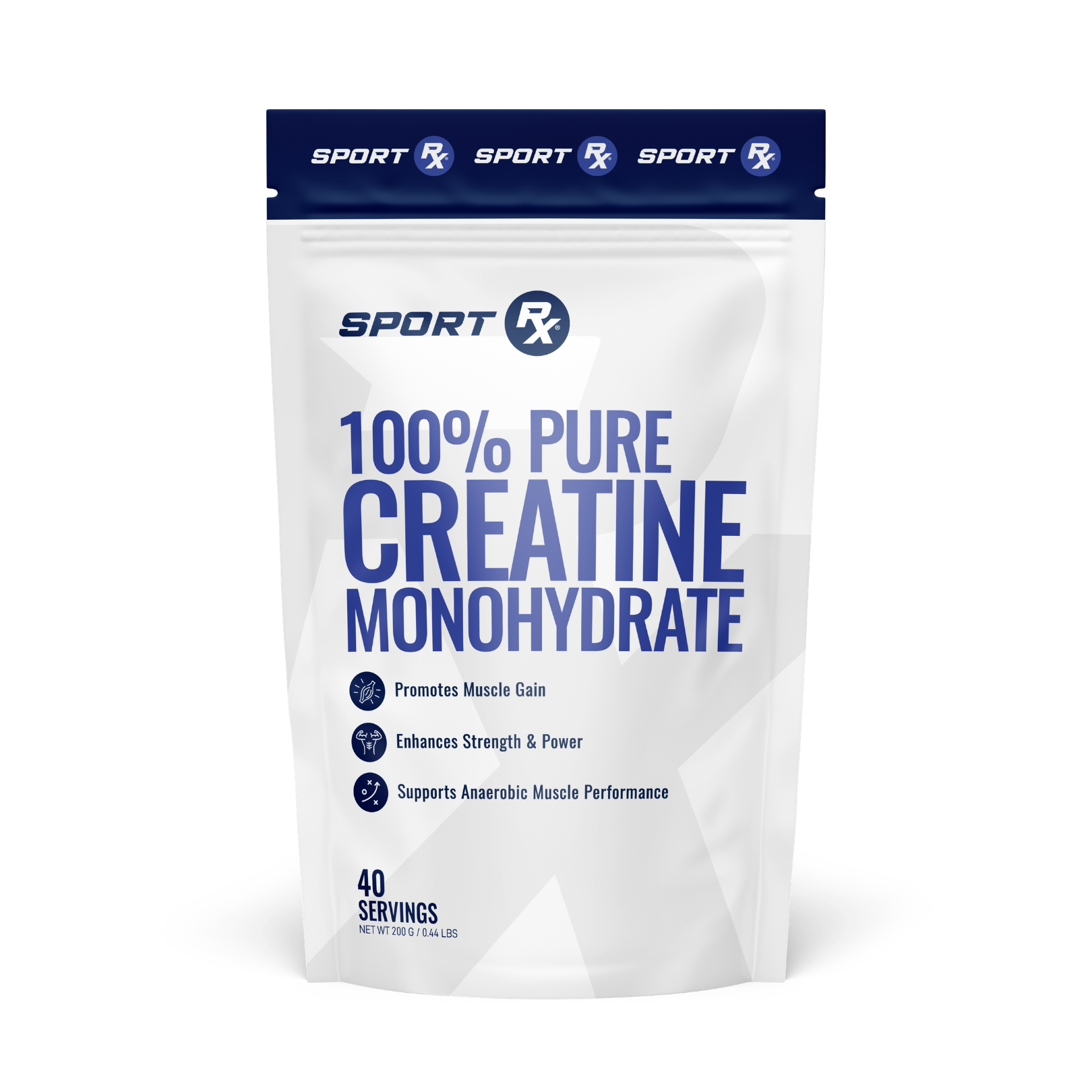 Package of Sport RX 100% Pure Creatine Monohydrate on a white background